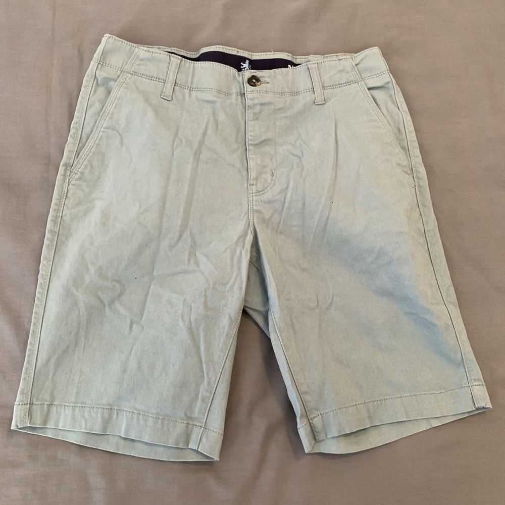 Nat Nast Shorts Mens 30 Green Stretch Chino Canvas Casual Travel Golf Pockets